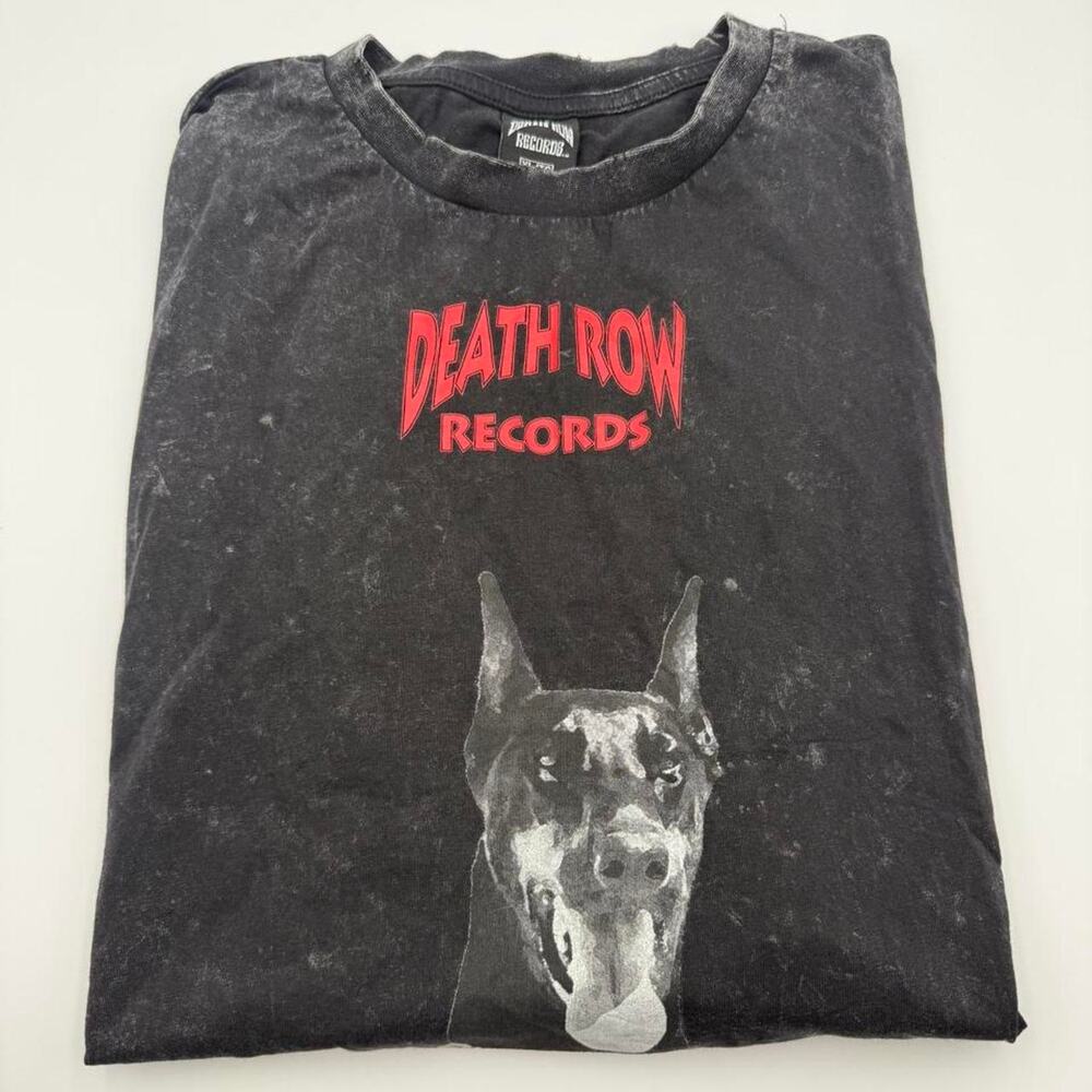 Death Row Records T-Shirt Doberman Dog Logo BLACK WHITE Graphics Mens Medium